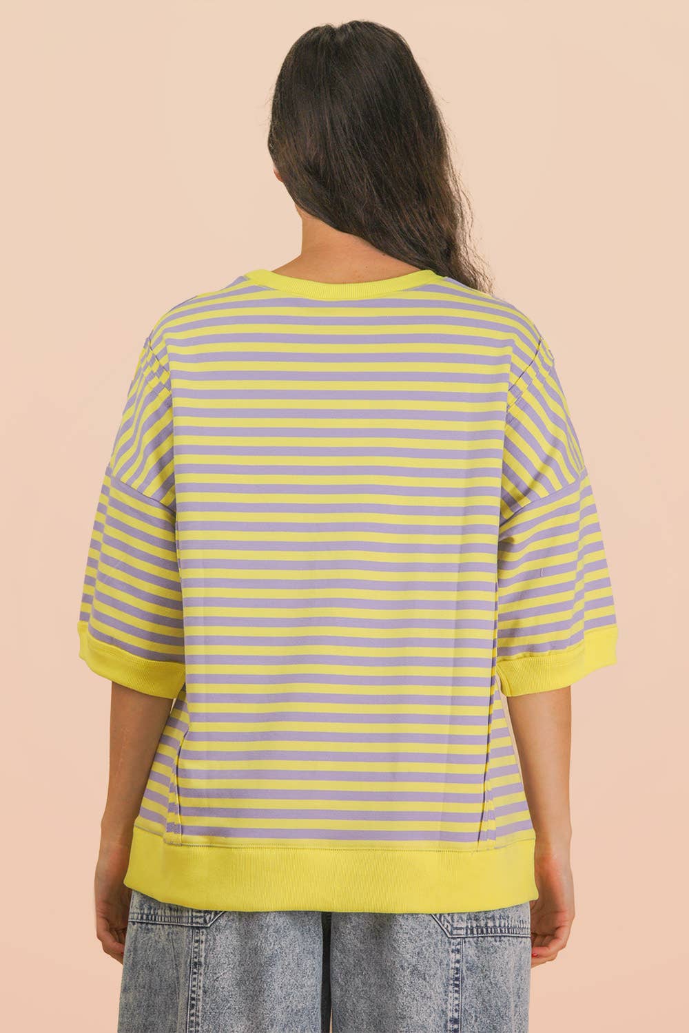 Lavender & Lemon Oversized Stripe Top