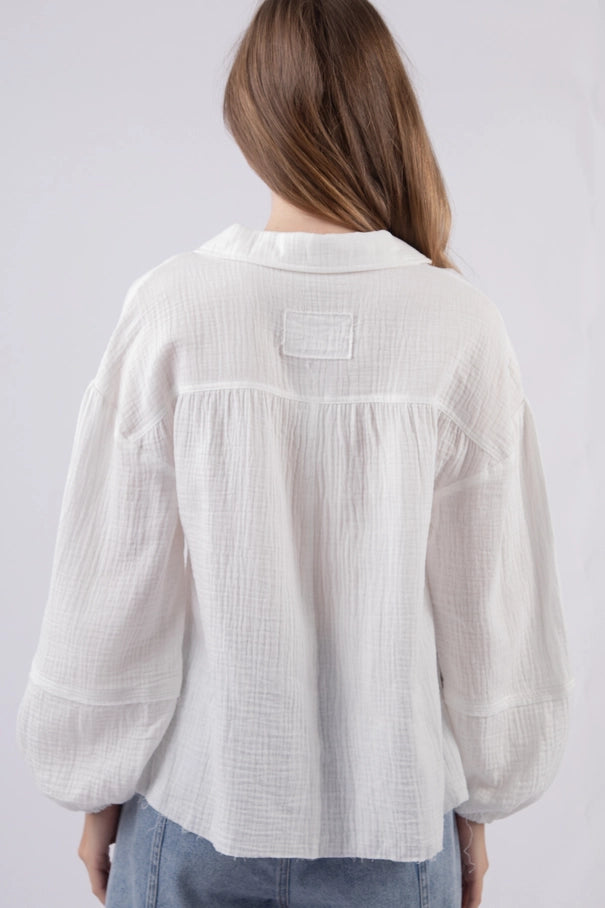 Wht Gauze Woven Top