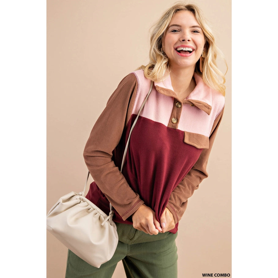 Half-Zip Color Block Top