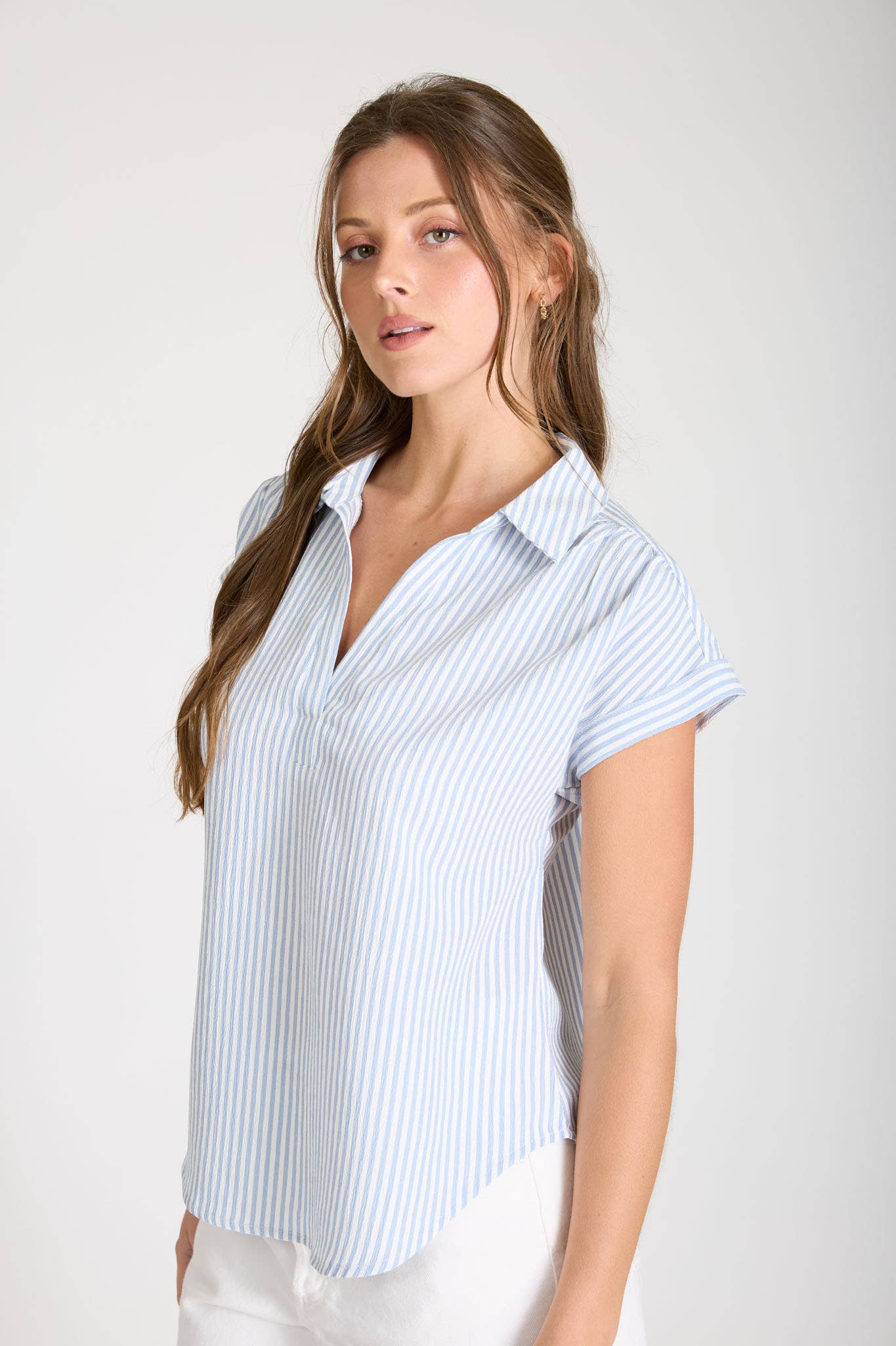 BLUE STRIPE COLLARED SHIRT