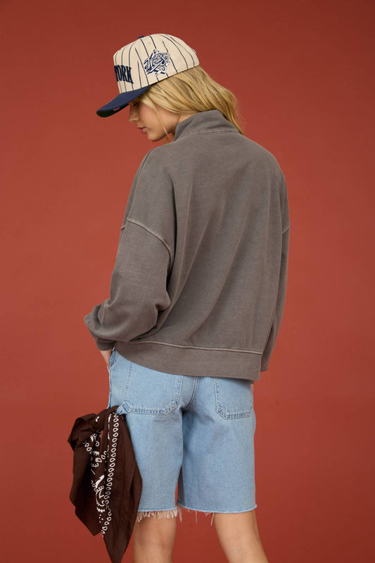 GRAY MOCK NECK HENLEY