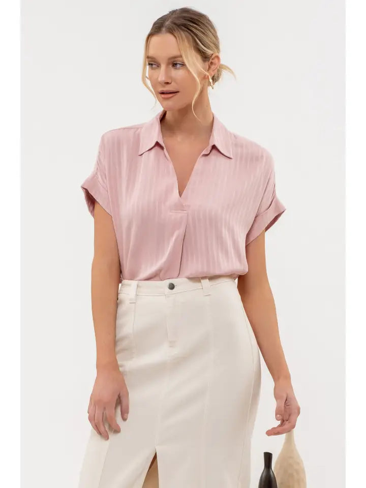 Blush Split Neck Top