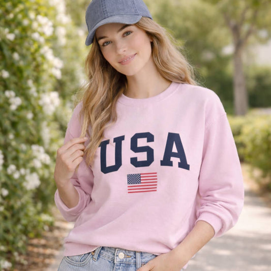 USA Flag Varsity Graphic Heavyweight Sweatshirt