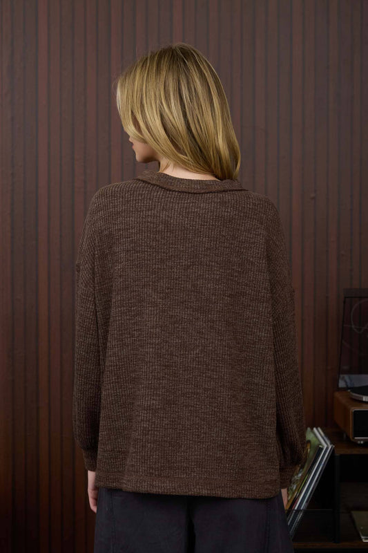 CHOCOLATE BUTTON DETAIL TOP