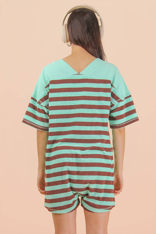 Mint Stripe Romper