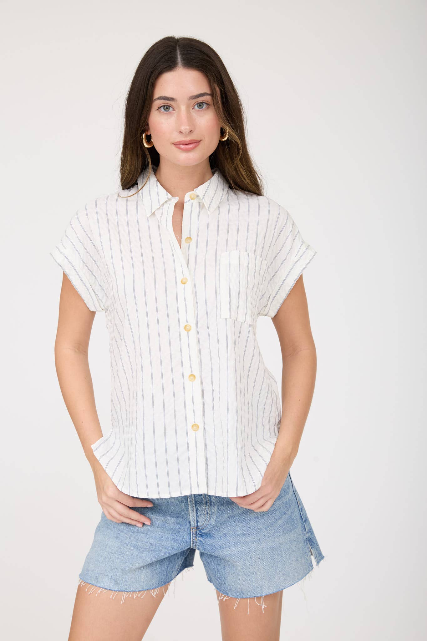 SLATE STRIPE COLLARED SHIRT