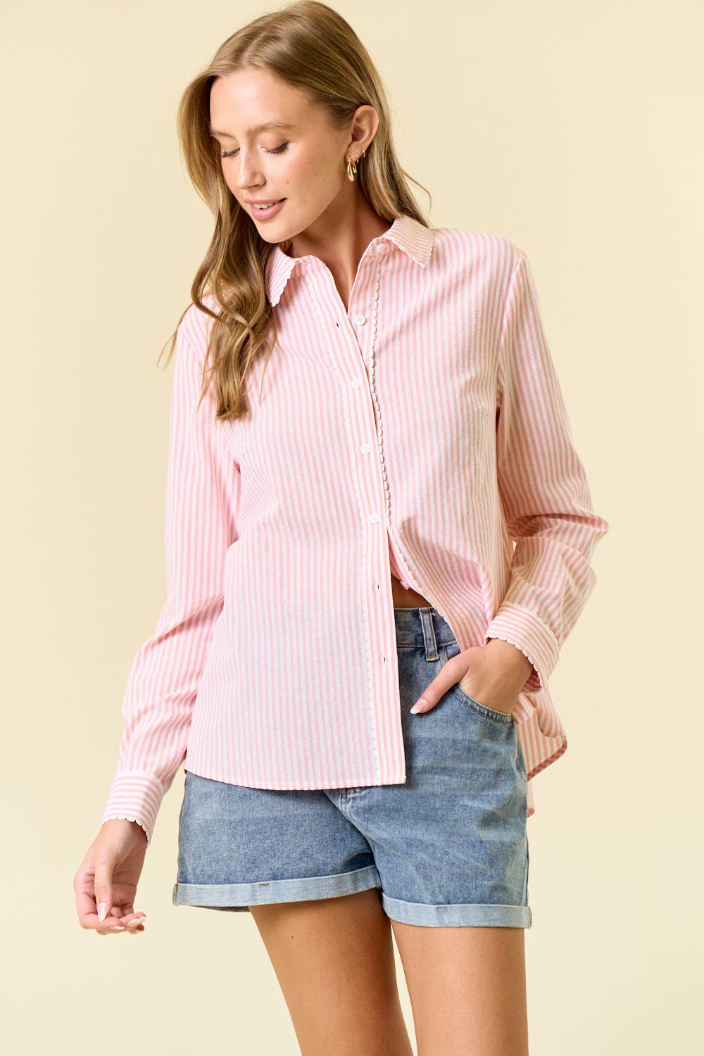 Pin Stripe Long Sleeve Button Down Shirt