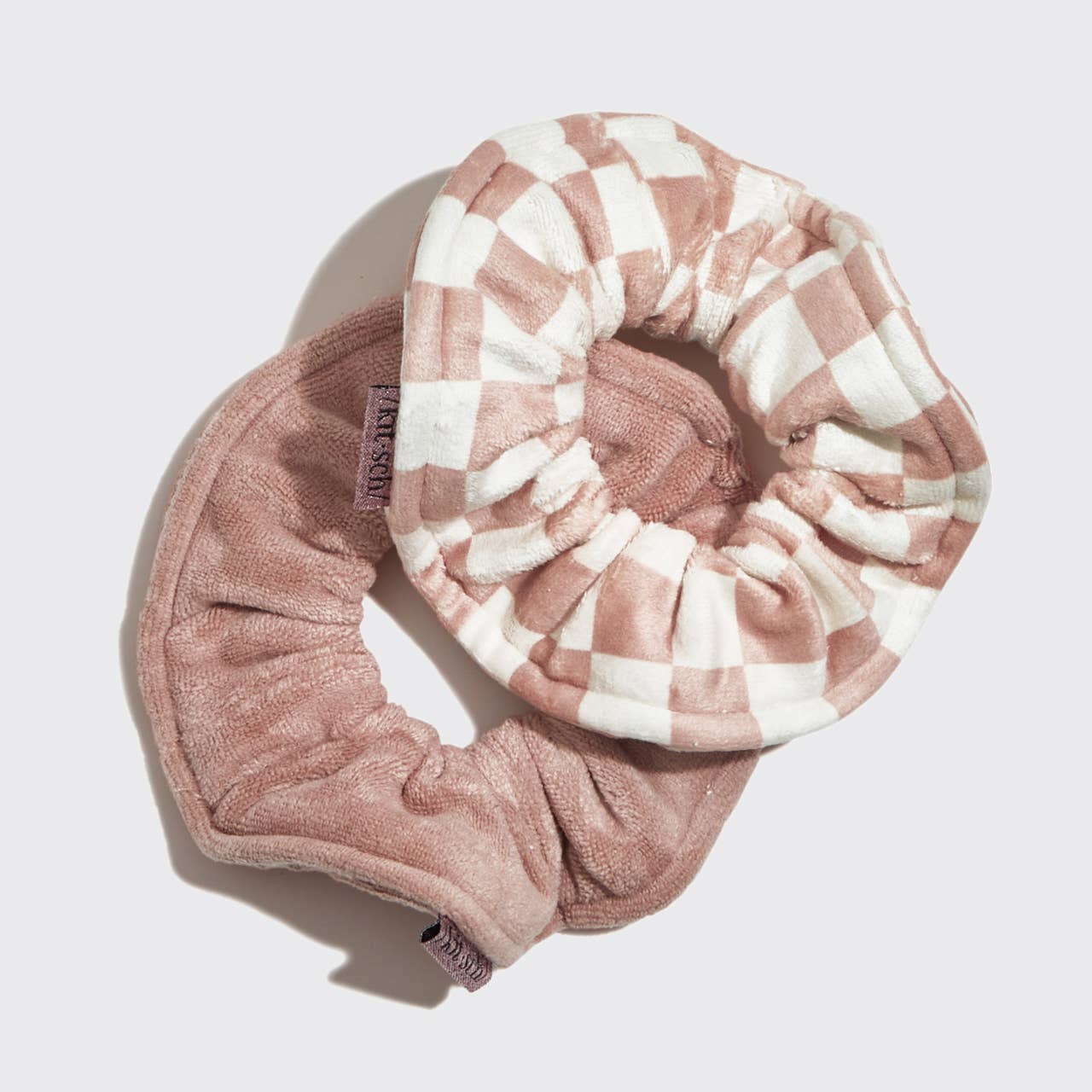 Terracotta Checker Microfiber Quick-Dry Towel Scrunchie 2PC
