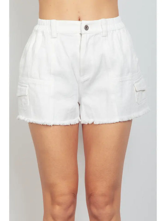 White Denim Cargo Shorts