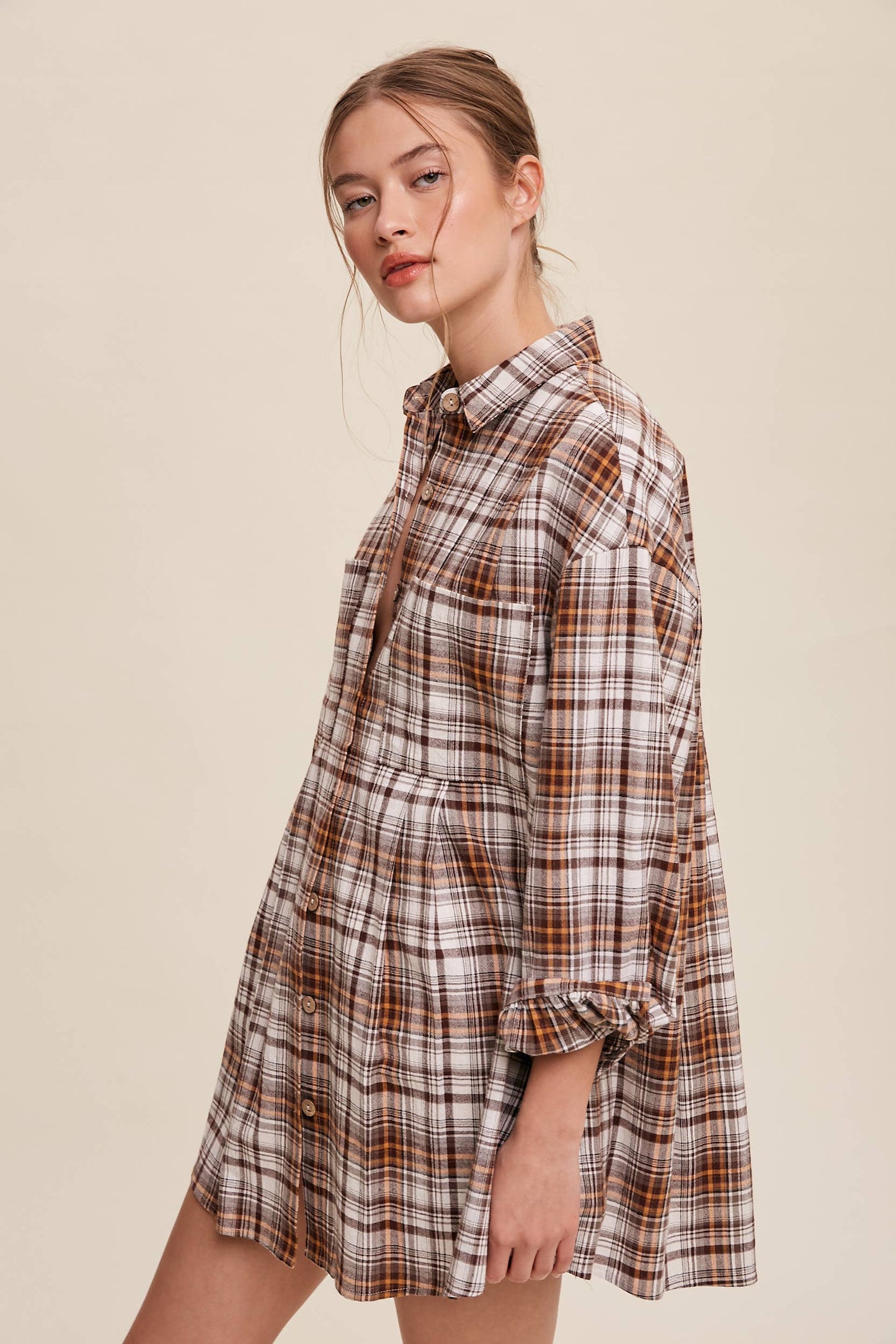 Plaid Button-Down Oversized Shirt