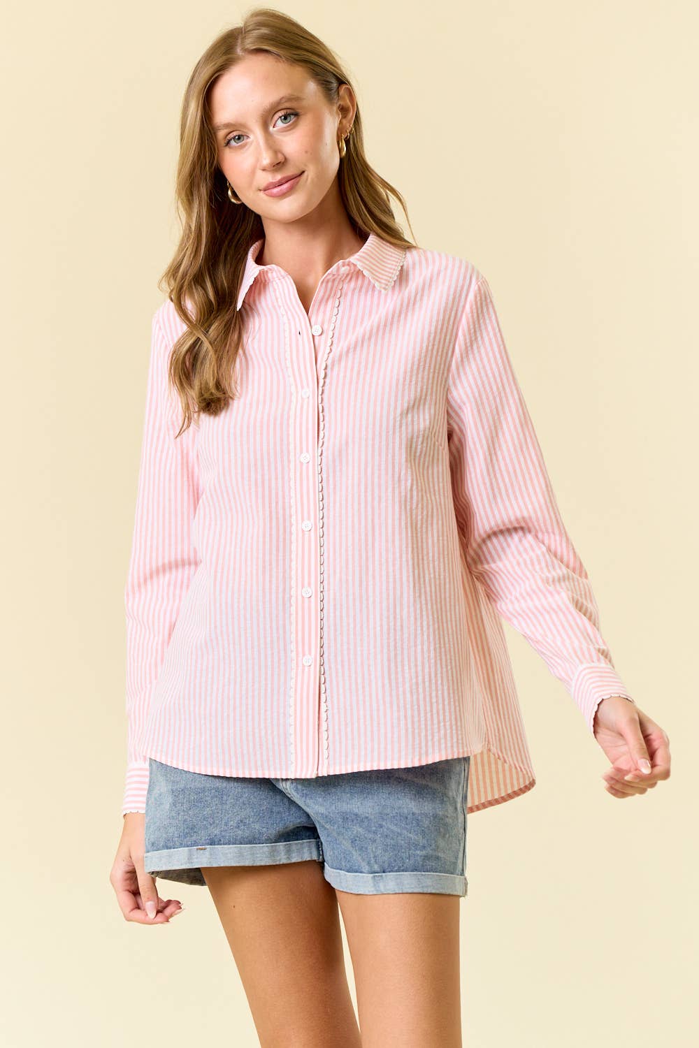 Pin Stripe Long Sleeve Button Down Shirt