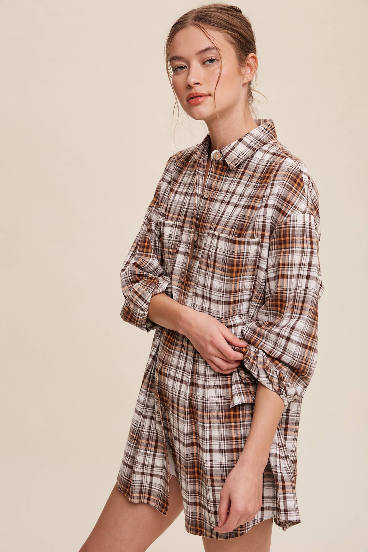 Plaid Button-Down Oversized Shirt