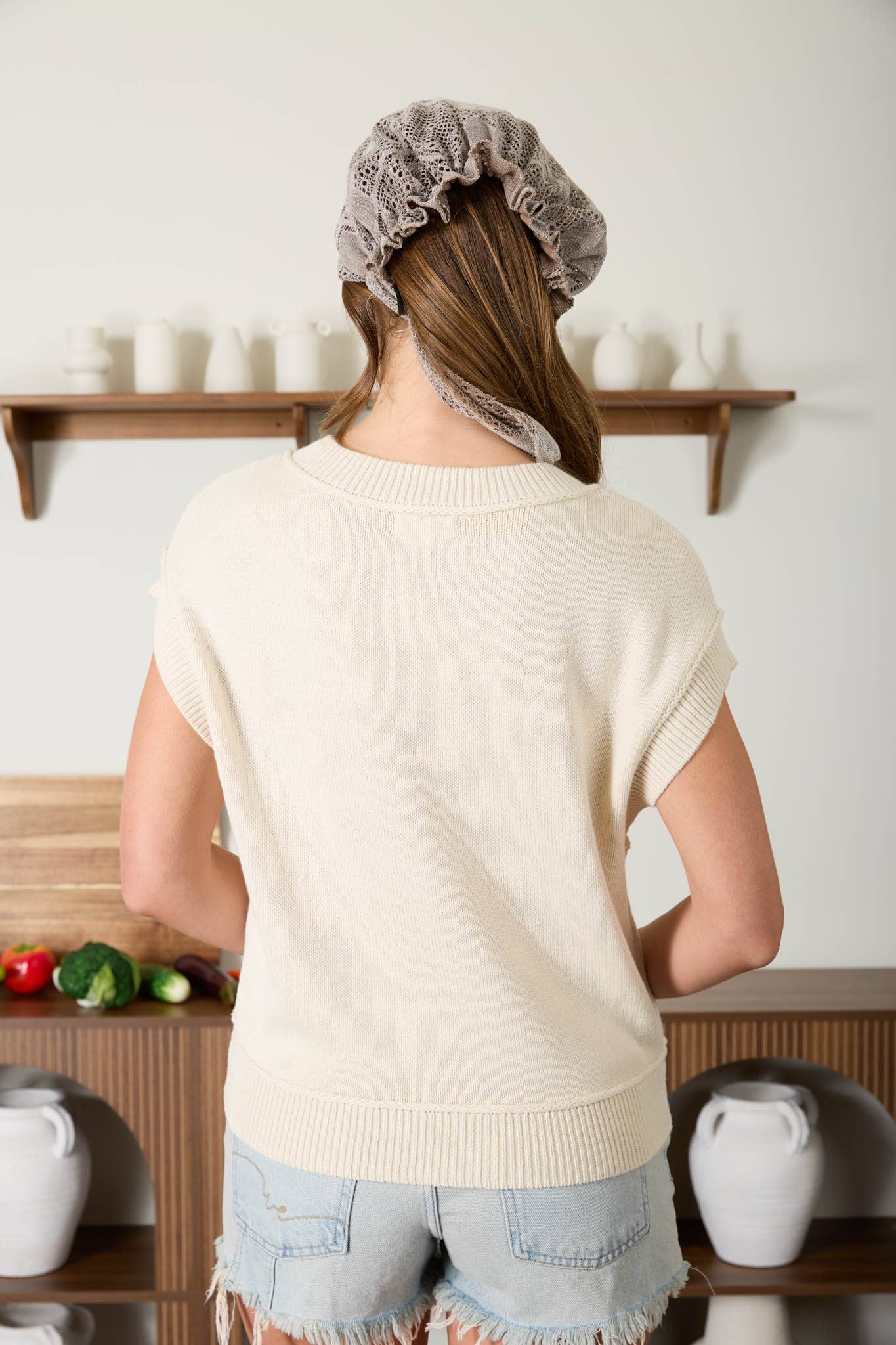 OAT EXPOSED SEAM SHORT SLEEVE CARDIGAN