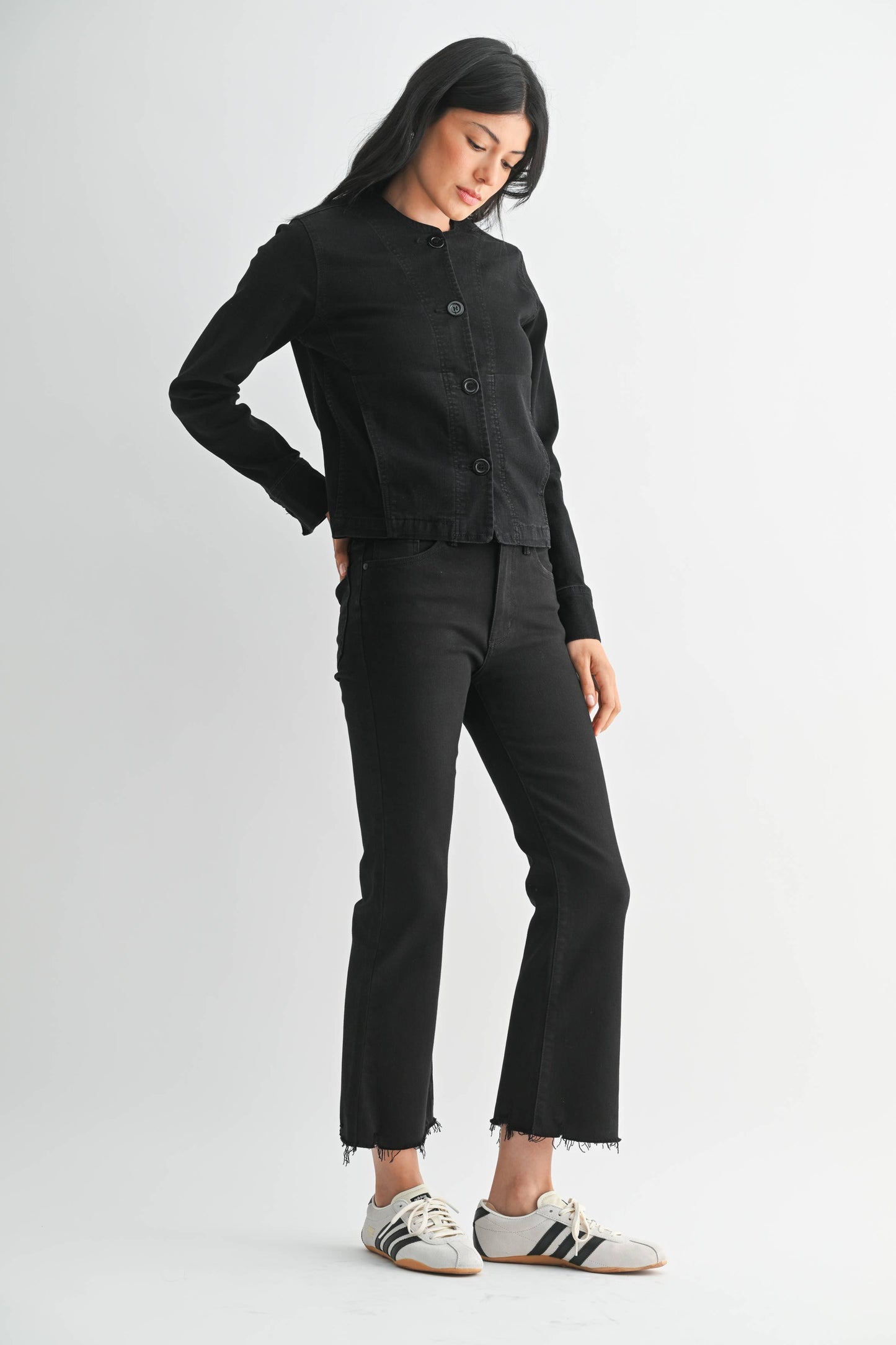 Black Distressed Hem Jeans