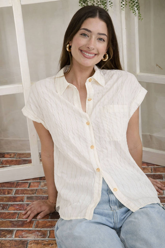 OAT STRIPE COLLARED SHIRT