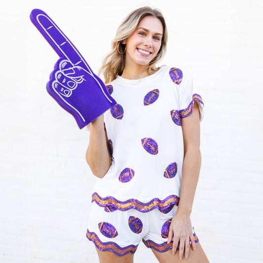 White Kickoff Sequin Top Set