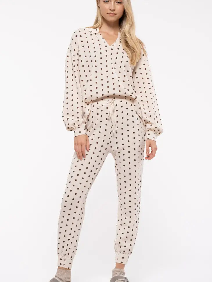 Split Neck Polka Dot Combo Set