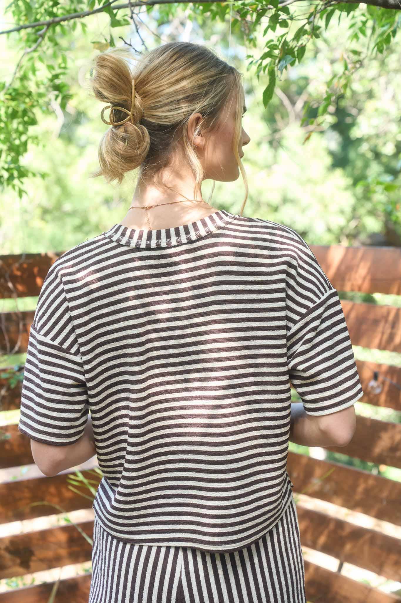 STRIPE DROP SHOULDER TOP
