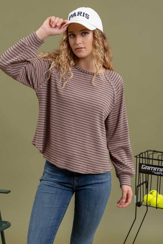 TAUPE STRIPED TOP