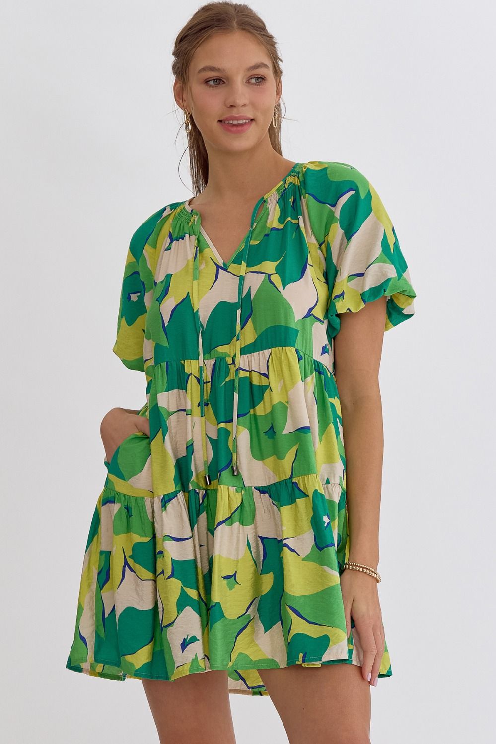 Green Short Sleeve Dress