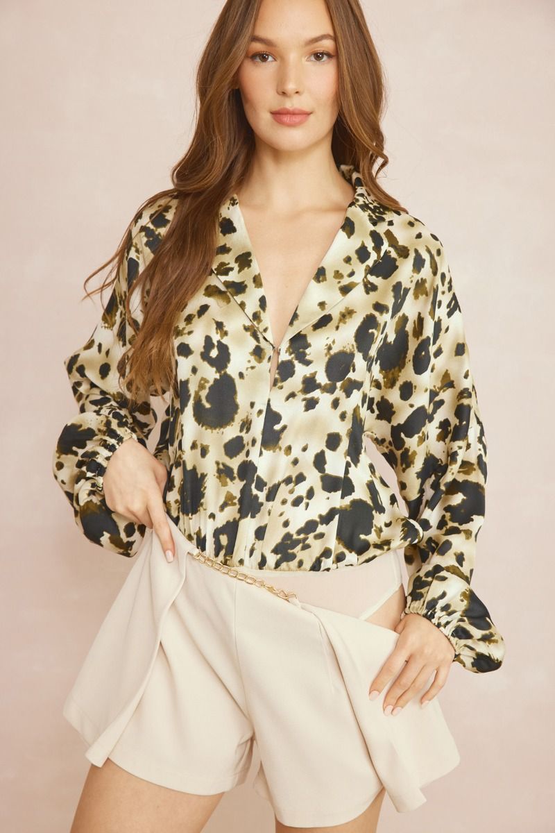 Animal Print Woven Top