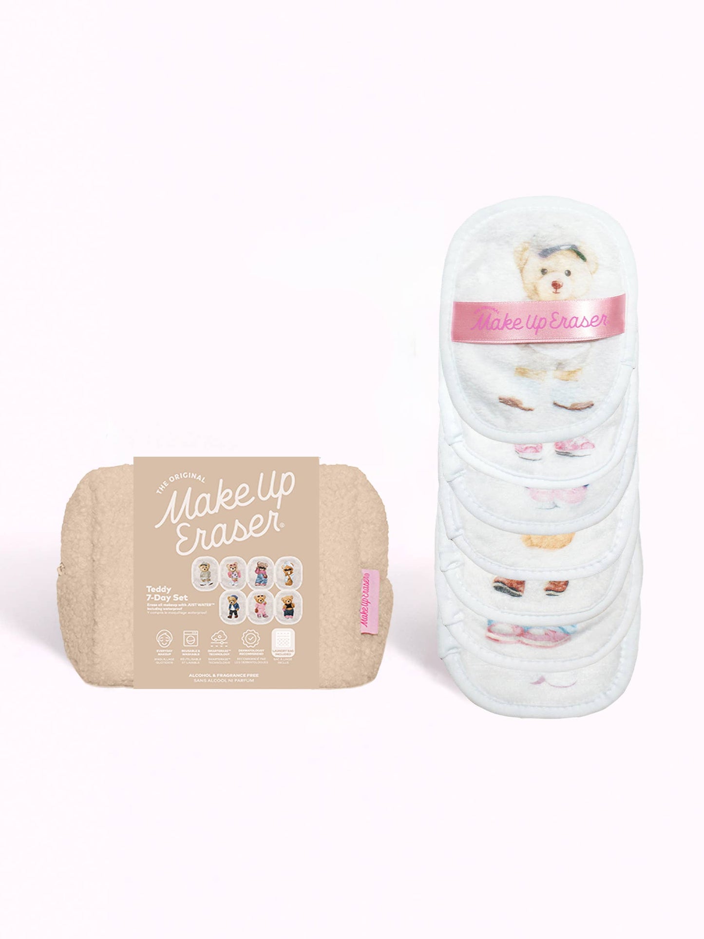 MakeUp Eraser Teddy Bear 7-Day Set & Plush Cosmetic Bag