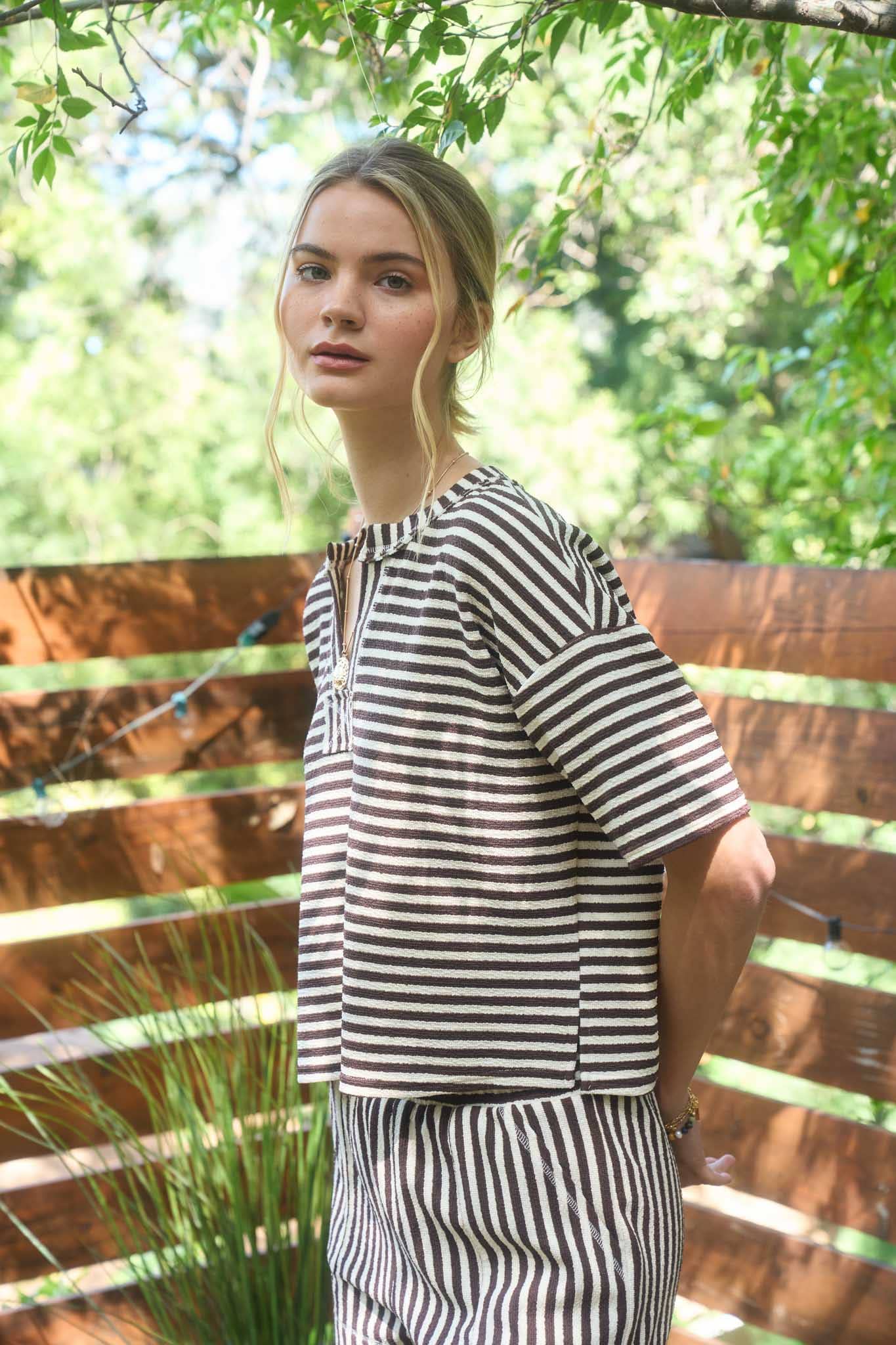 STRIPE DROP SHOULDER TOP