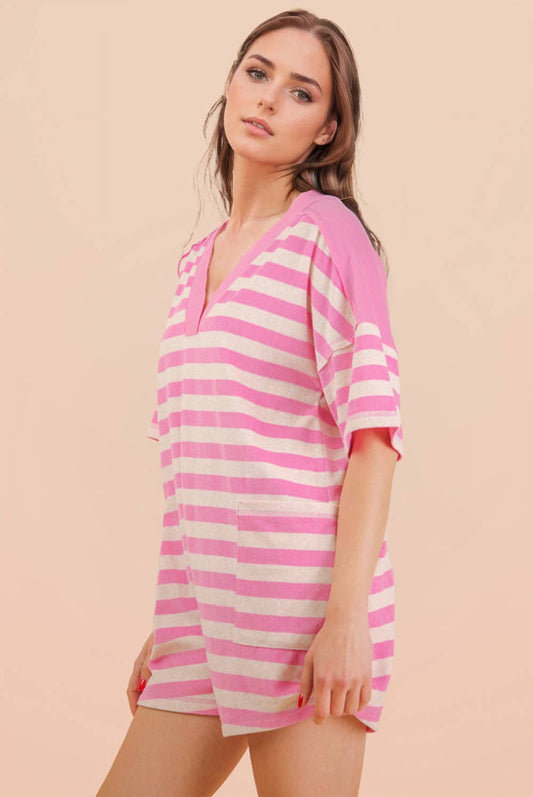 Pink Stripe Romper