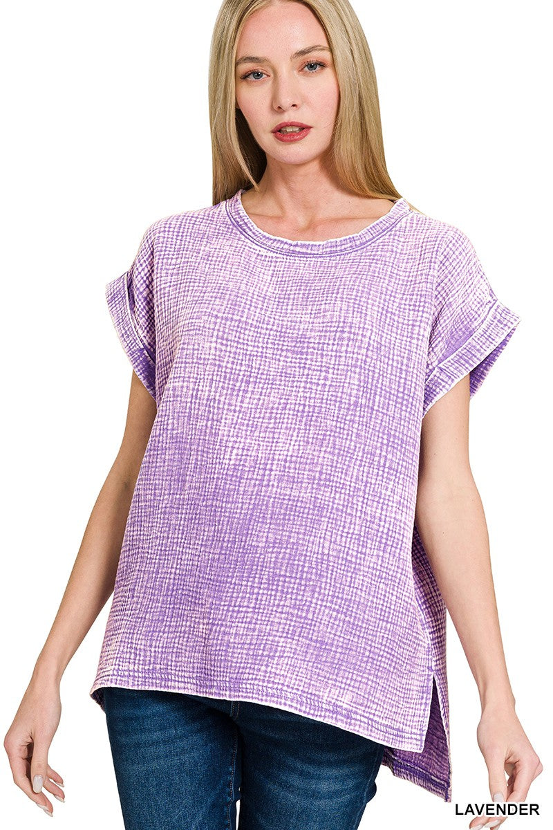 Purple Double Woven Gauze Top