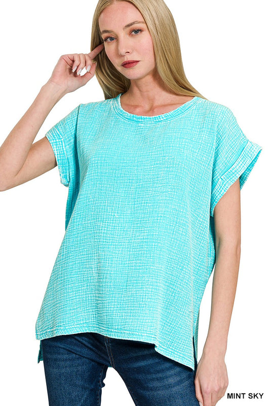 Purple Double Woven Gauze Top
