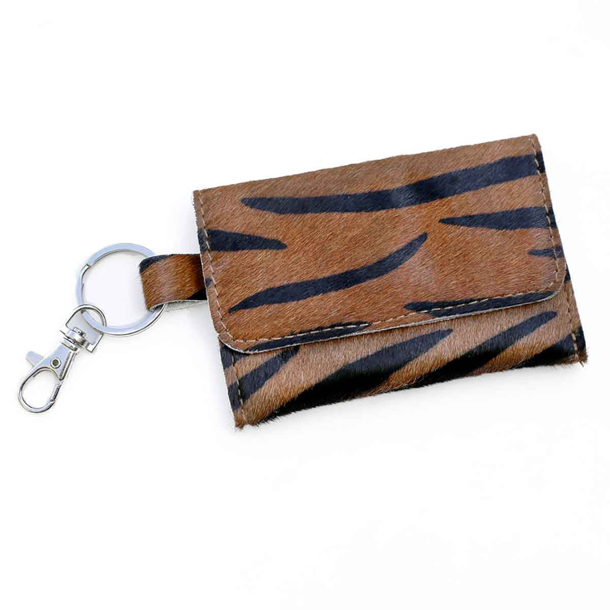 Tiger Print Hide Keychain Wallet