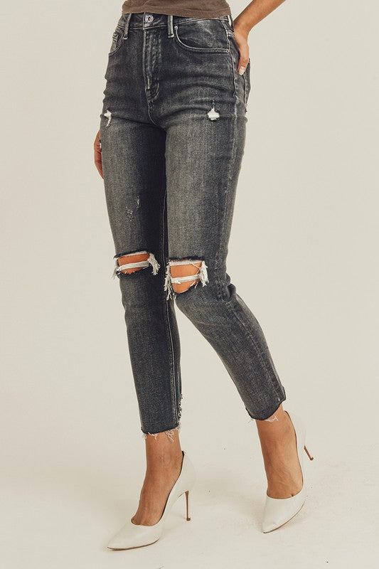 Dark Gray Distressed High Rise