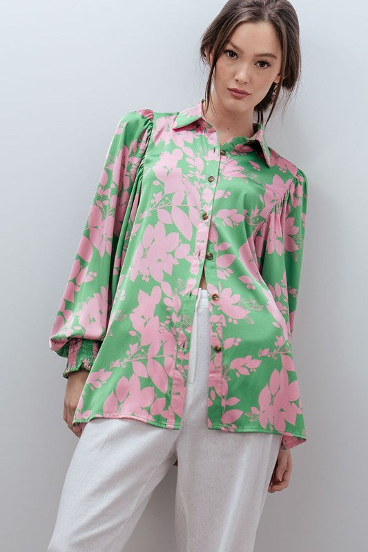 Floral Bishop Sleeve Blouse