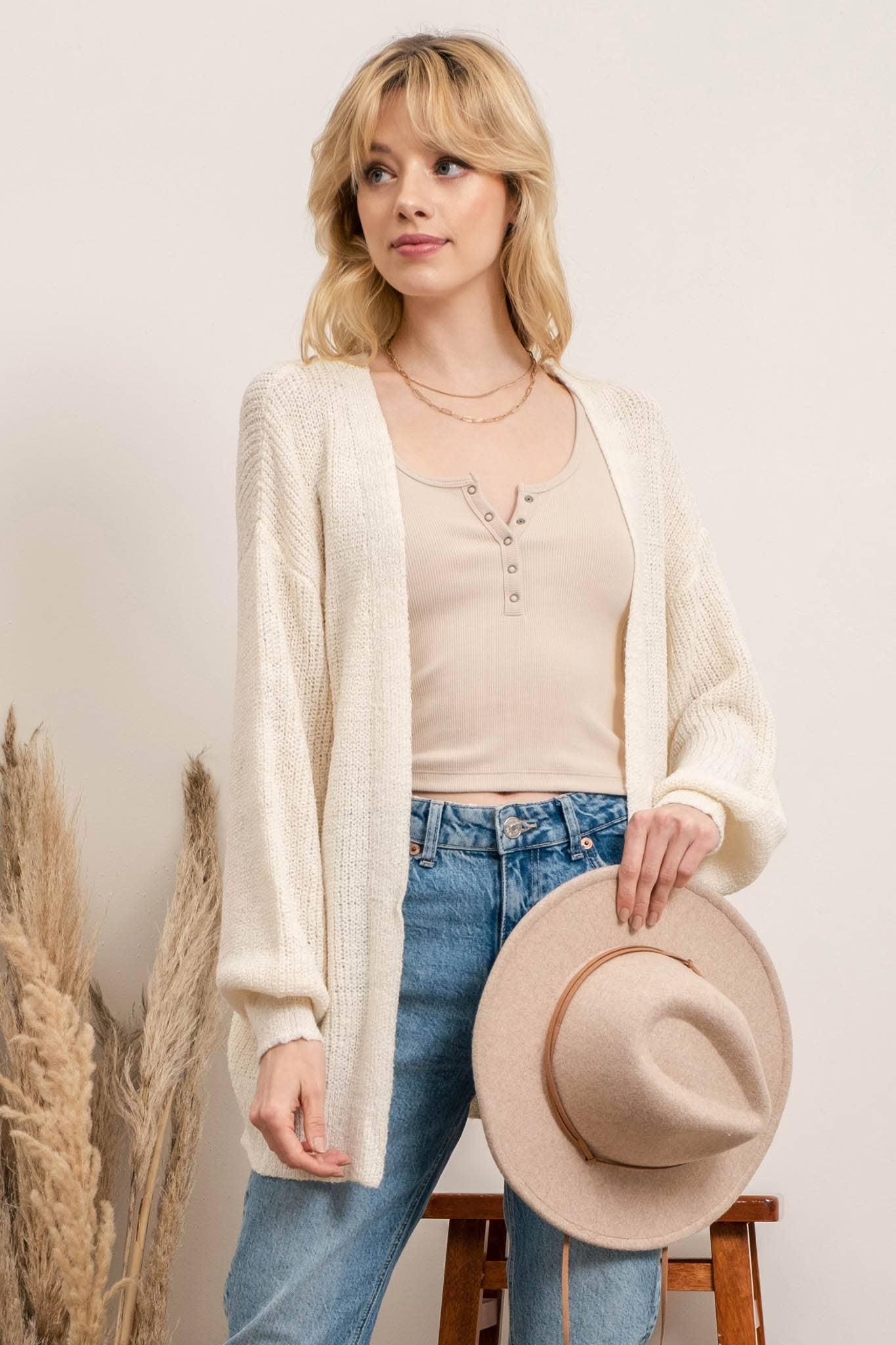 Oatmeal Crisscross Back Cardigan