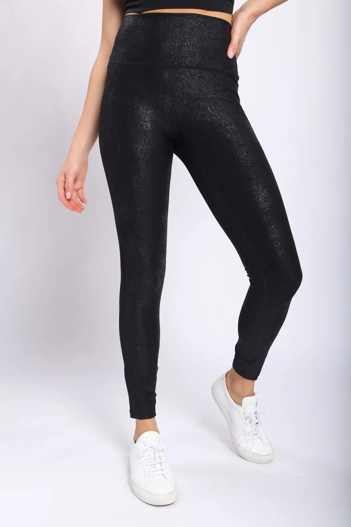 Highwaisted Foil Leggings With Side Pockets