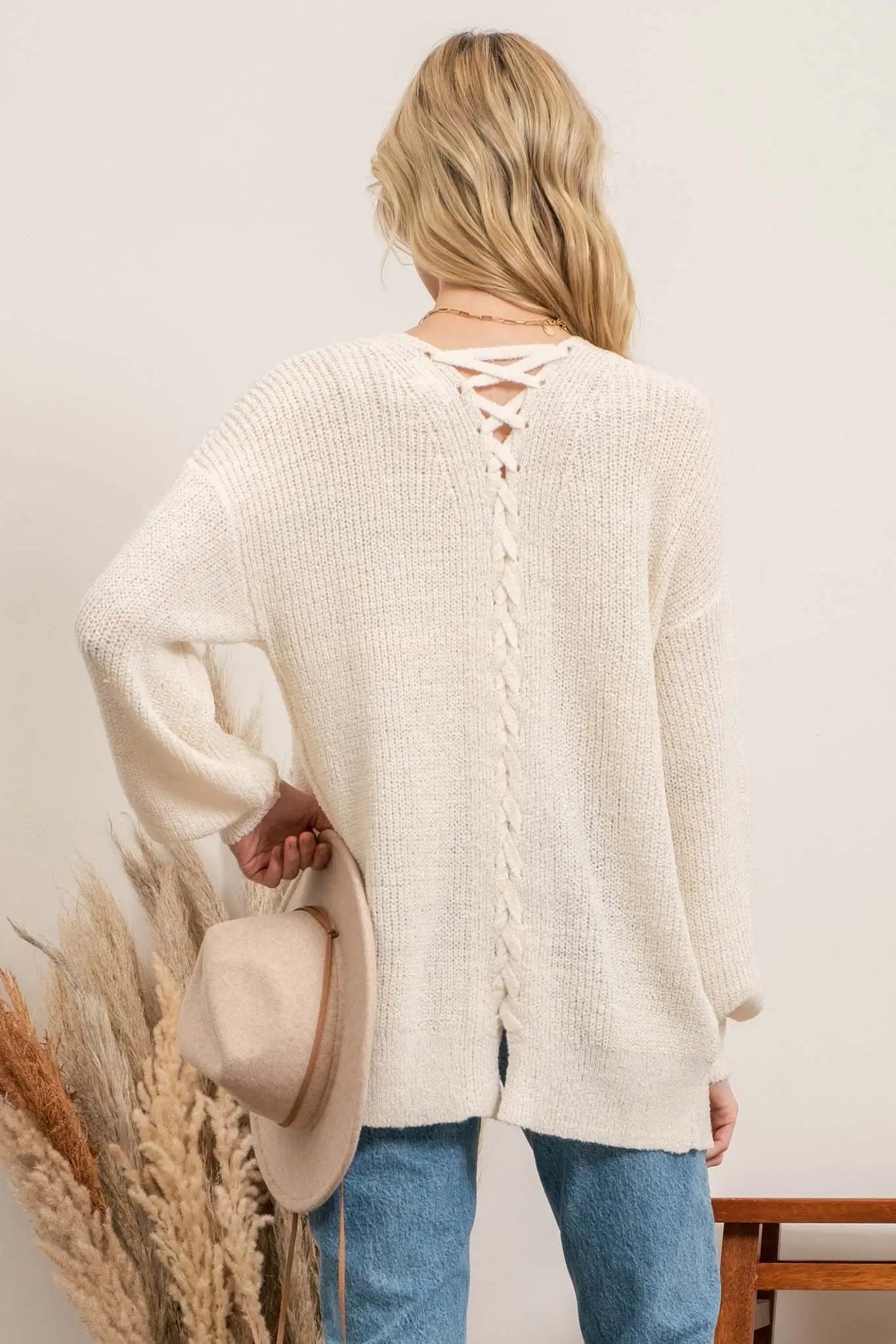 Oatmeal Crisscross Back Cardigan