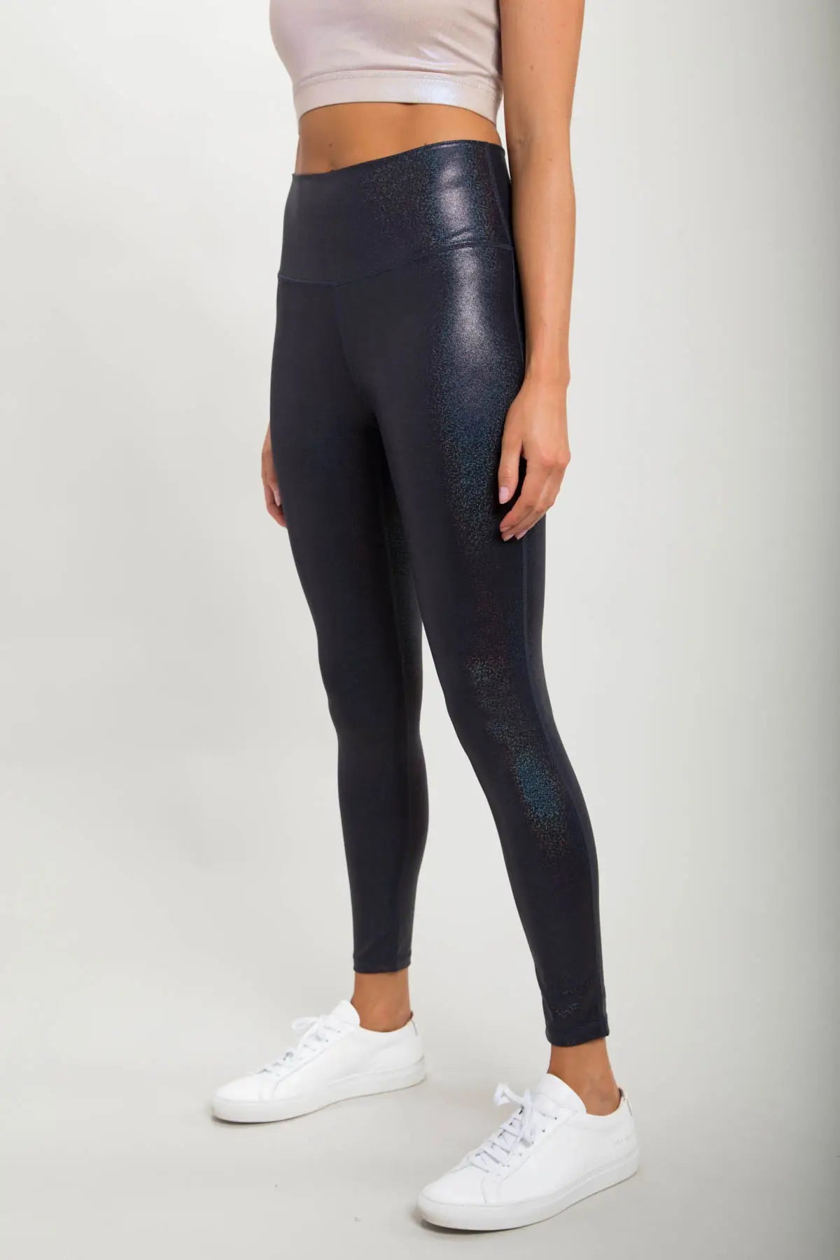 Holographic Glitter High-Waisted Leggings