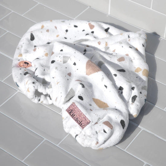 Quick Dry Hair Towel - White Terrazzo - LBoutique