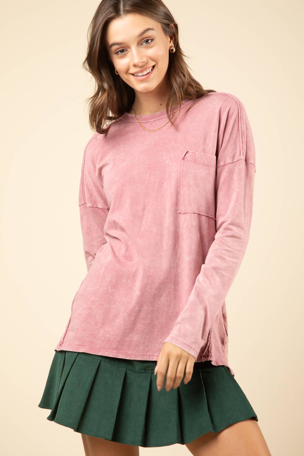 Rose Raw Seam Top